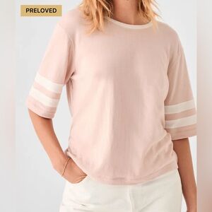 Faherty Cloud Cotton Varsity Tee Top Peach Whip XL